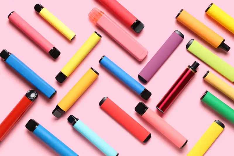 A selection of THC disposable vapes