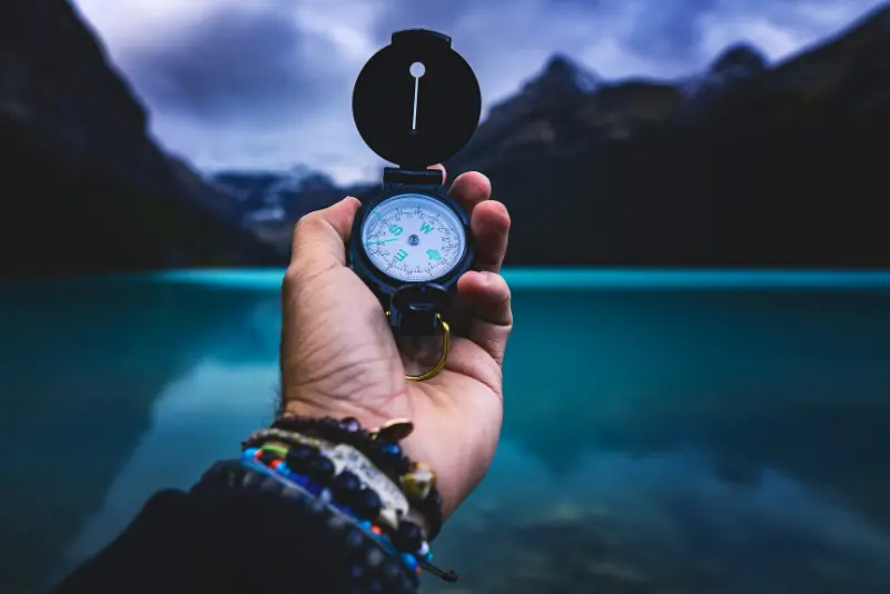 Man with compass depicting how to navigate