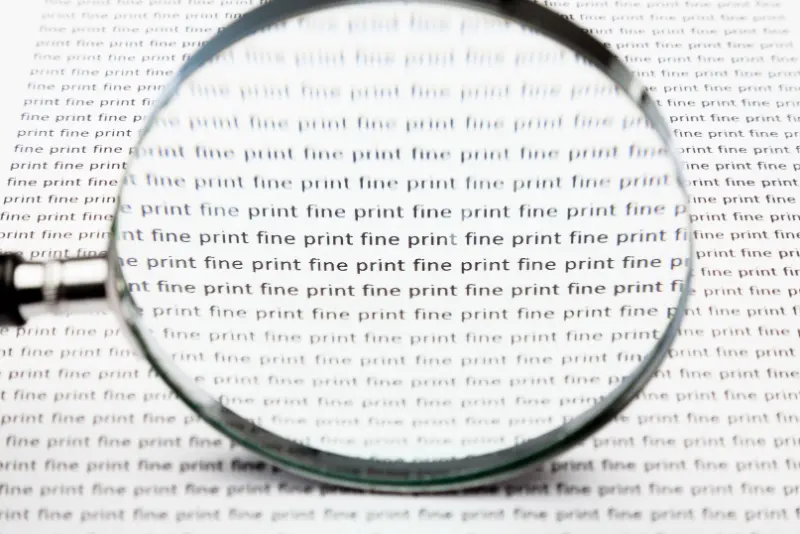 Magnifying glass showing fine print